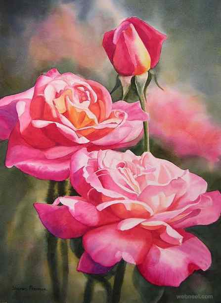 rose watercolor painting