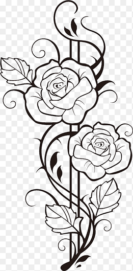 black rose flower illustration, Sticker Flower Rose Drawing Floral design, flower, white, branch png thumbnail