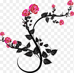 Rose Drawing Vine, flower line, leaf, branch png thumbnail