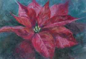 Red poinsettia flower thumb