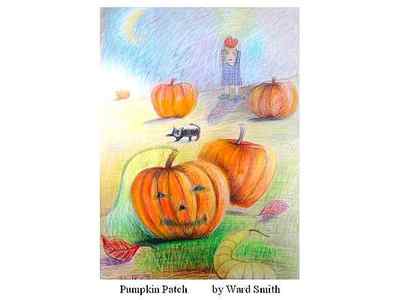 Wall Art - Drawing - Pumpkin Patch by Ward Smith