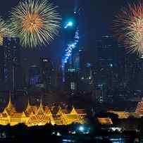 Beautiful Fireworks Celebrating New by Prasit Rodphan
